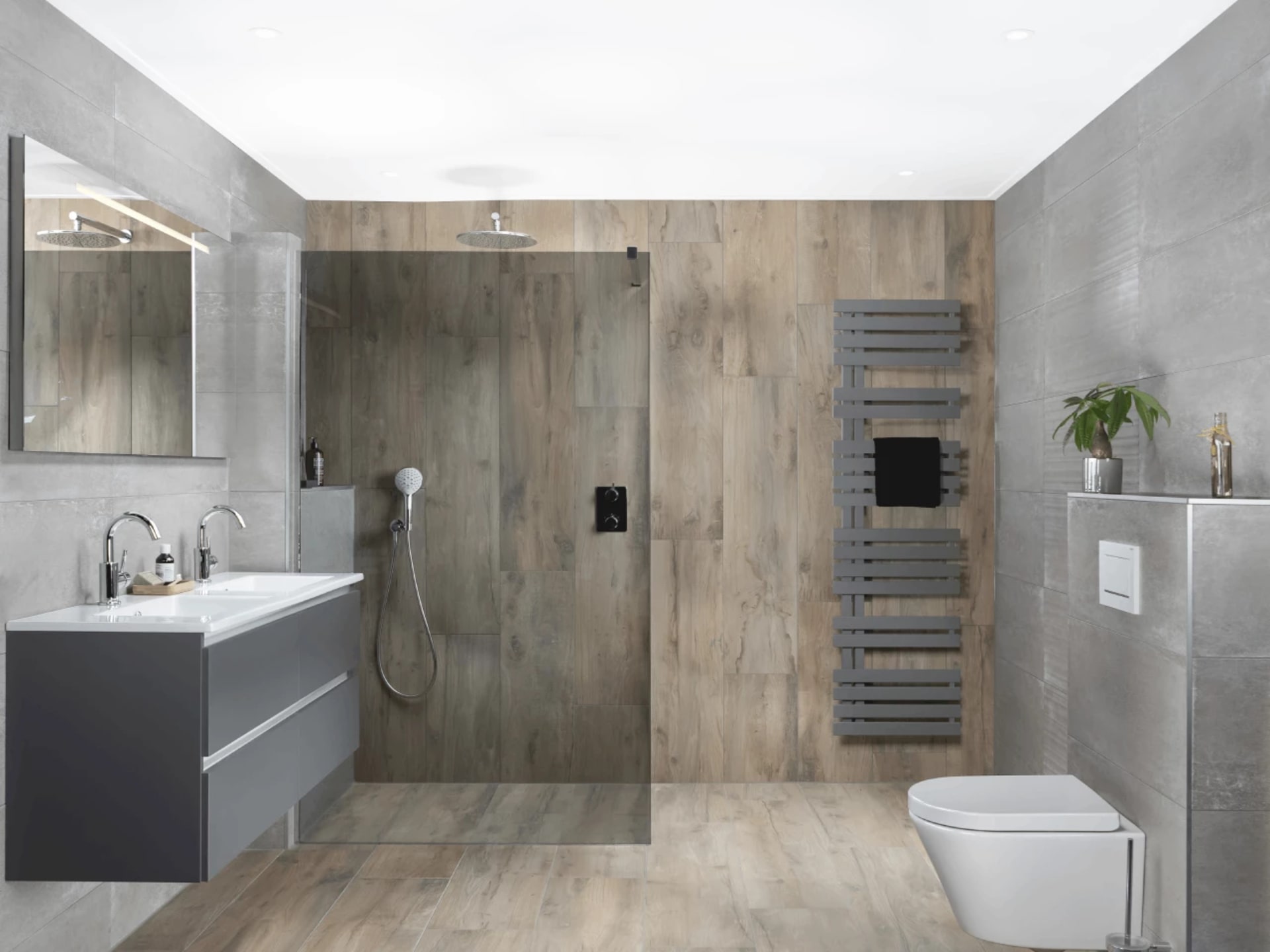 Sani4All complete badkamer met warme houtlook