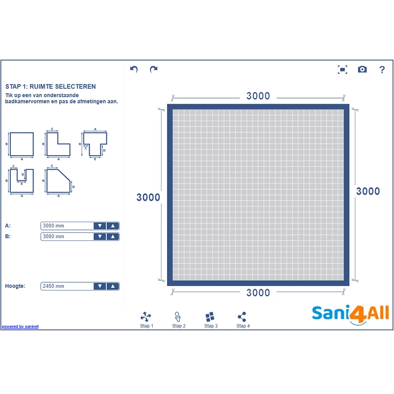 Stap 1 badkamer 3D-ontwerptool