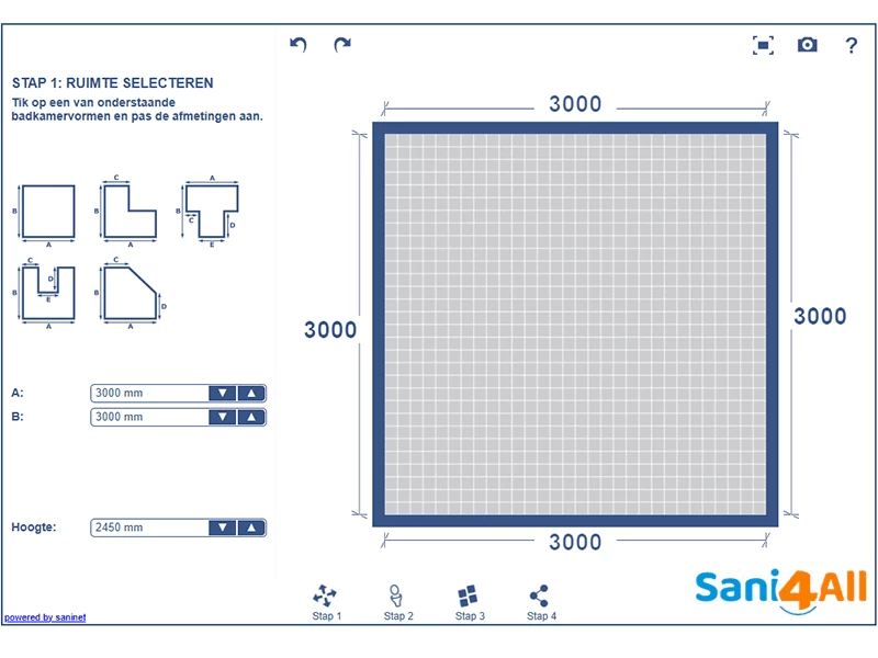 Stap 1 badkamer 3D-ontwerptool