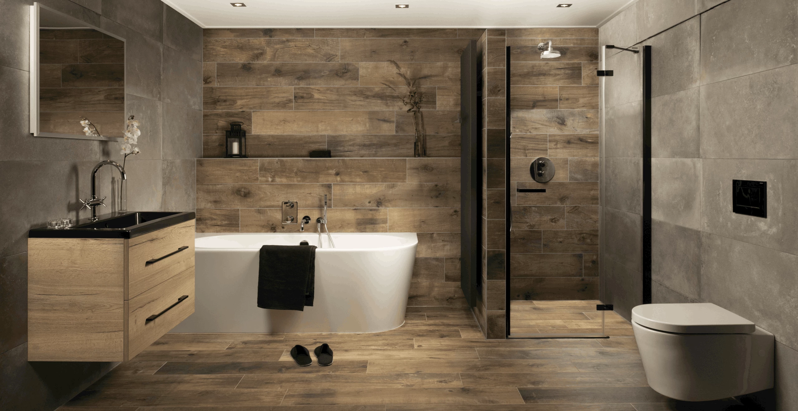 Houtlook tegels badkamer