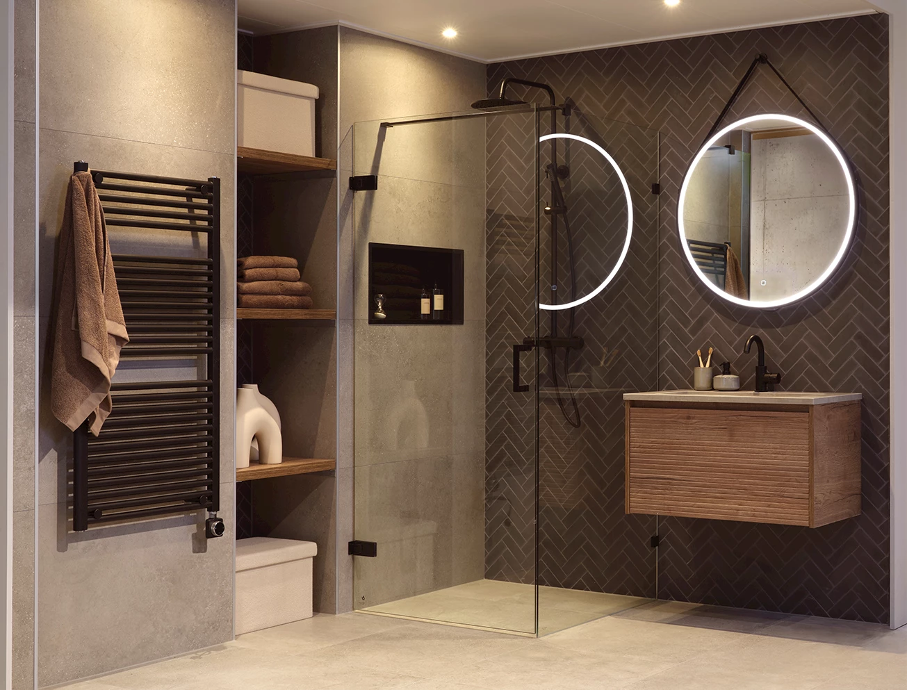 Visgraat tegel badkamer