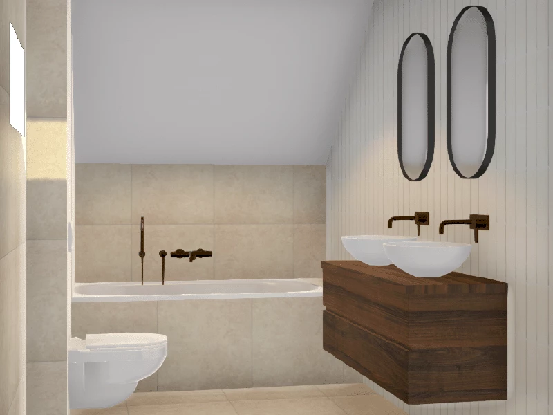 Realistisch badkamer 3D-ontwerp