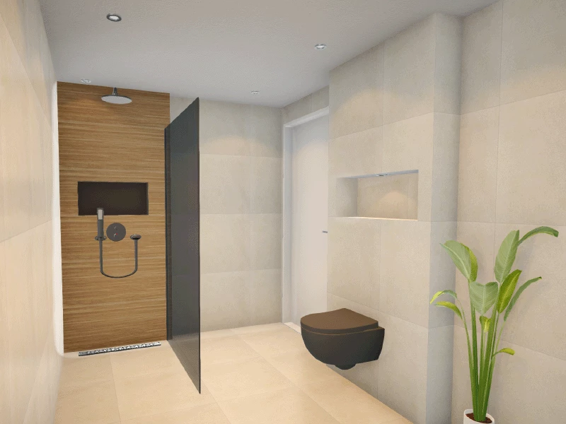 Realistisch 3D-ontwerp badkamer