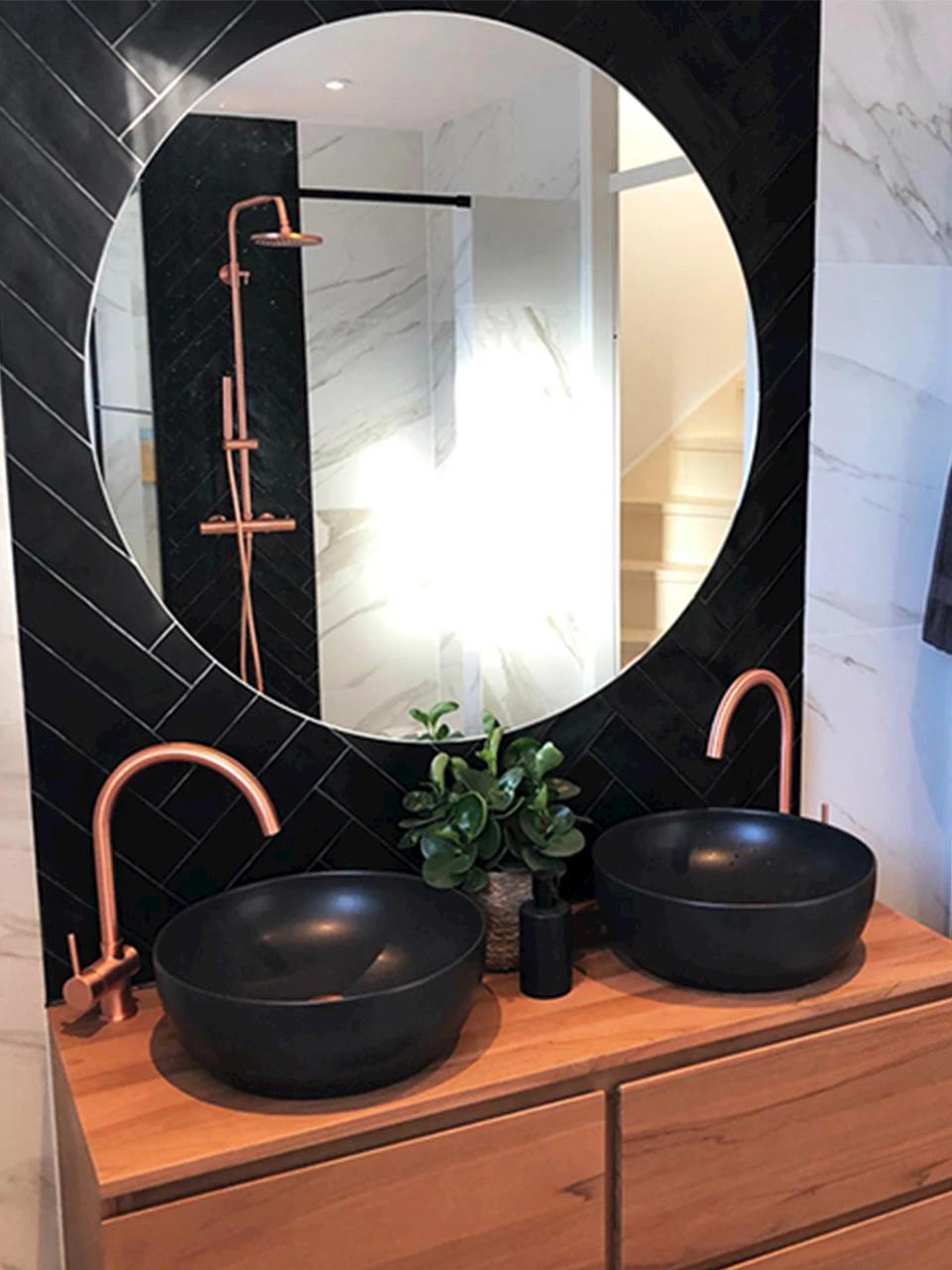 Zwarte Solid Surface waskommen