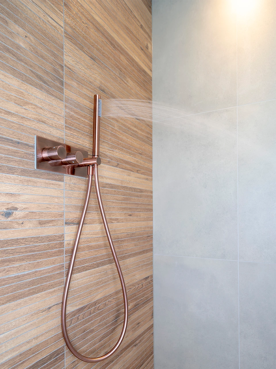 Koperen regendoucheset