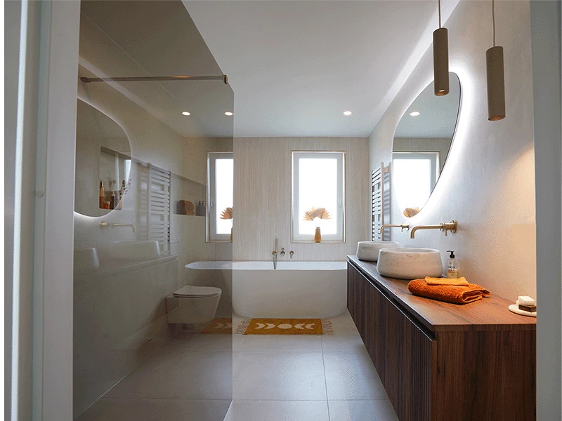 Badkamer warme tinten