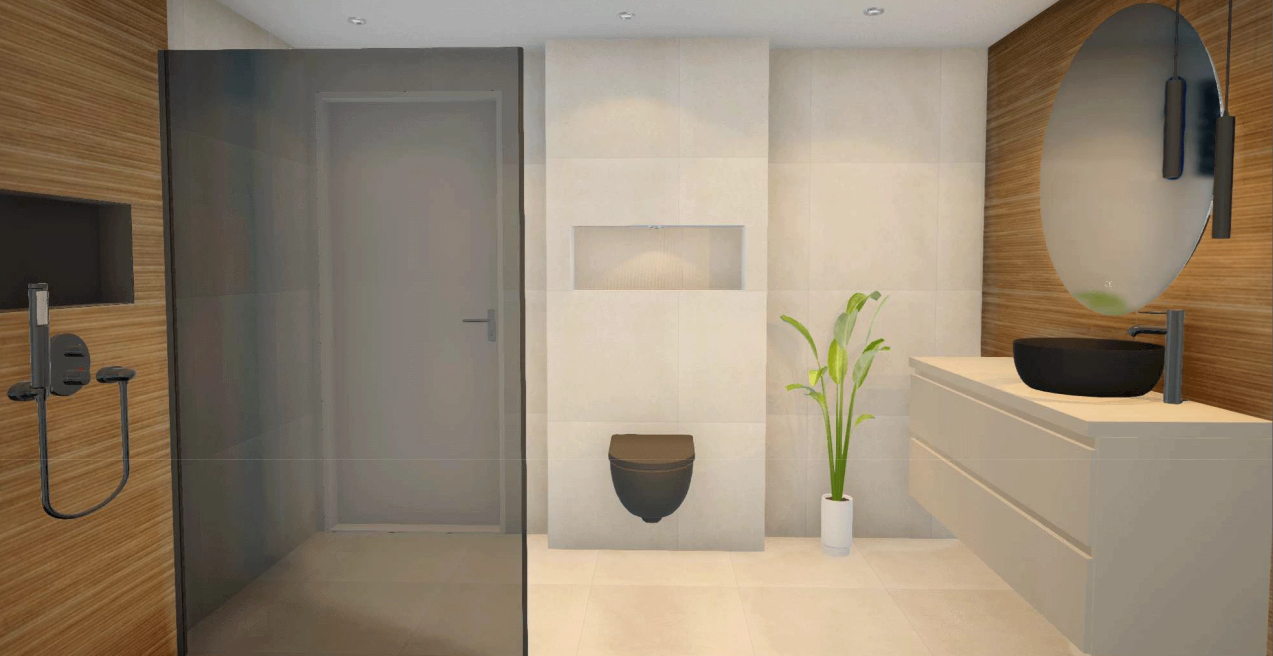 Realistisch 3d badkamer ontwerp