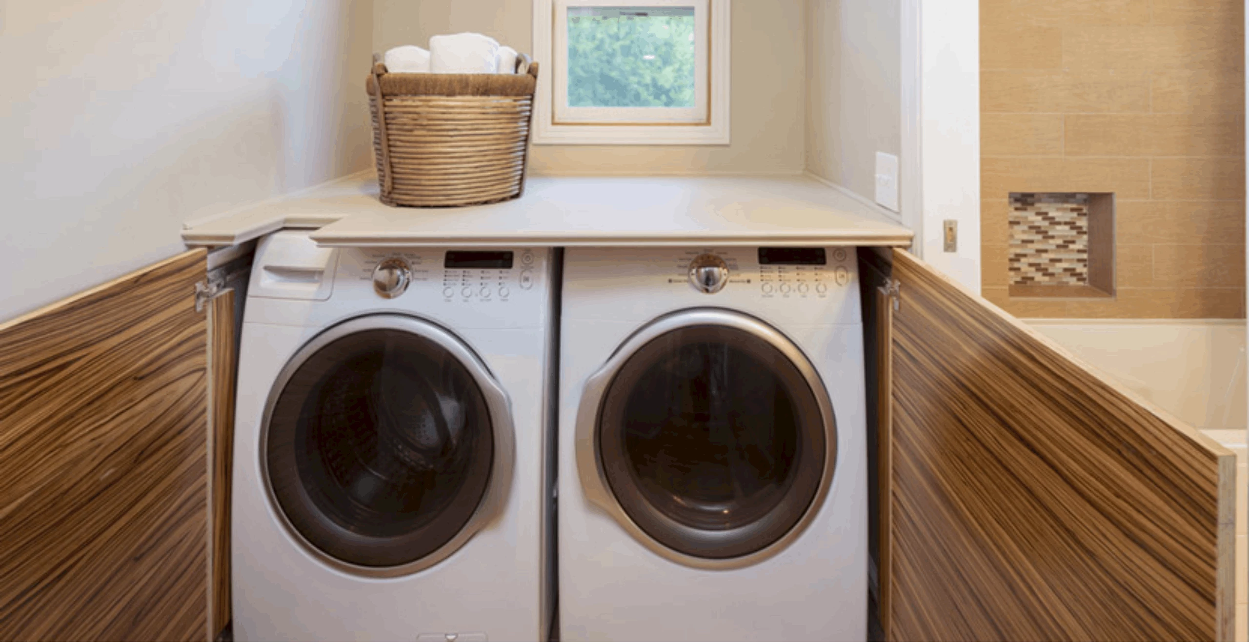 Mauve pomp breuk Oplossingen voor de wasmachine in je badkamer