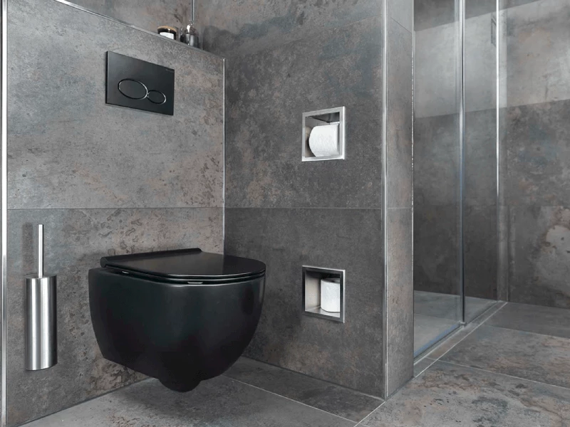 Nadelen zwart toilet