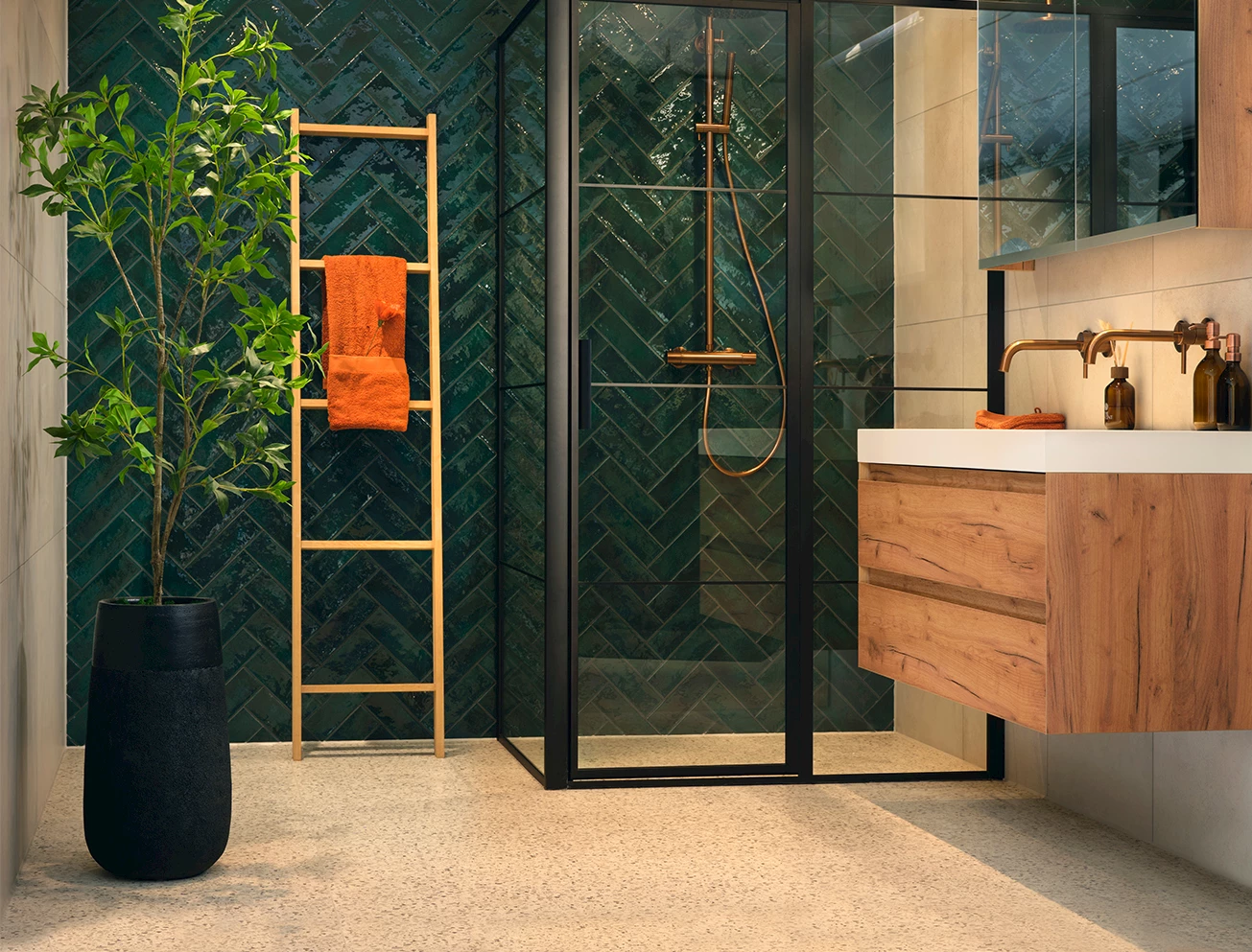 Vloertegels groene badkamer