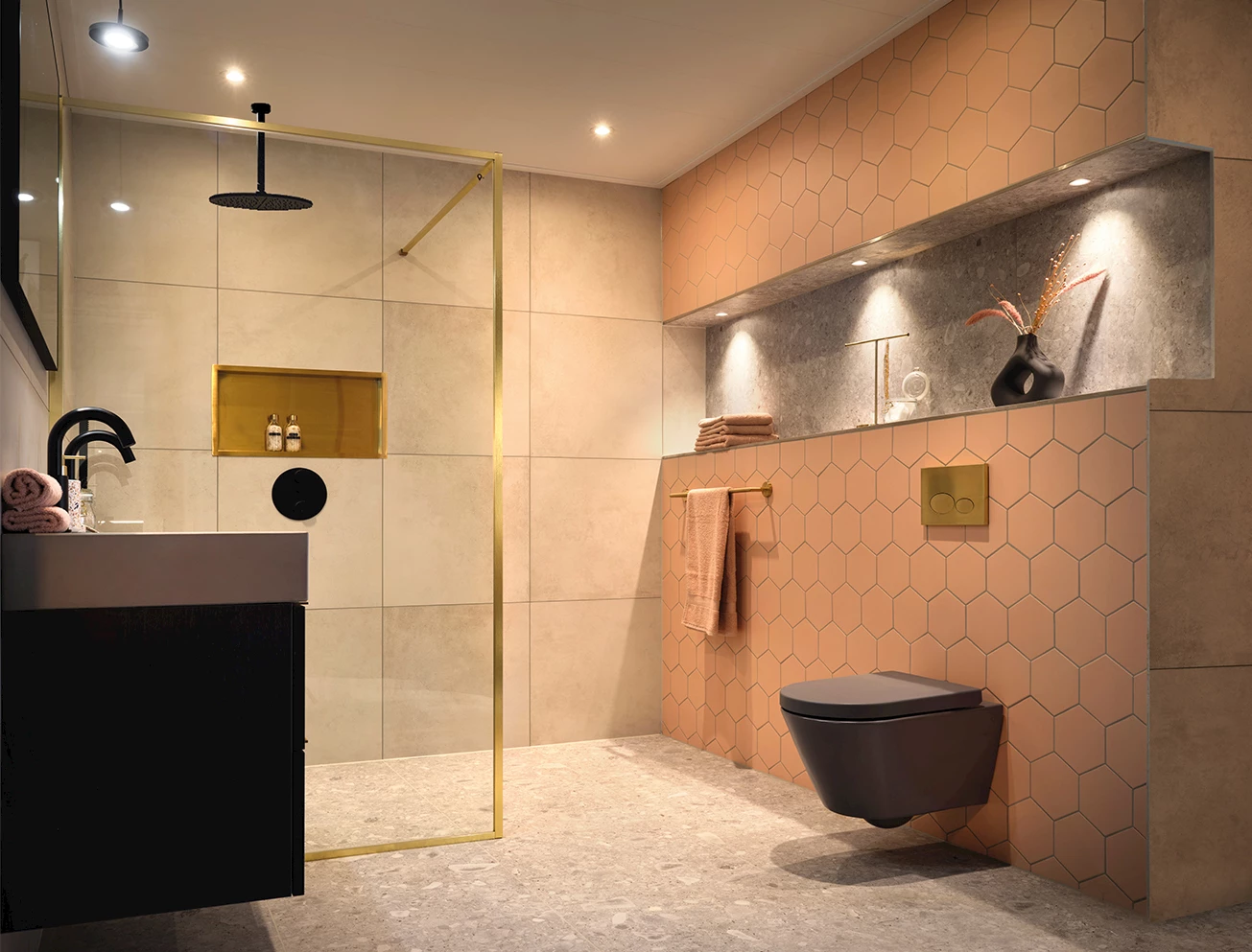 Combineren verschillende badkamer kleuren